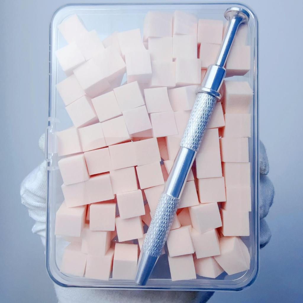 Zestaw narzędzi do paznokci: Mini Gąbka do Kleju Pat, Klips do Zadrapań, Kwadratowa Gąbka Salonowa