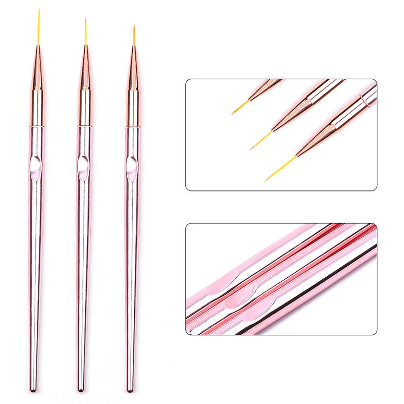3 Pcs Nail Brush Acrylic Pen Carving Art Tips Painting Poly Nail Gel Tool Liner UV Gel Manicure Accessories Tool Set