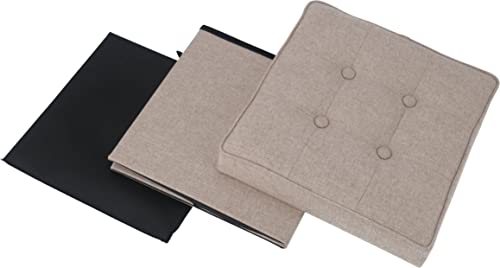 Fuji Boeki Dino Storage Stool, Folding, 38cm Wide x 38cm Deep x 40cm High, Beige, 80kg Weight Capacity, Fabric, 85846