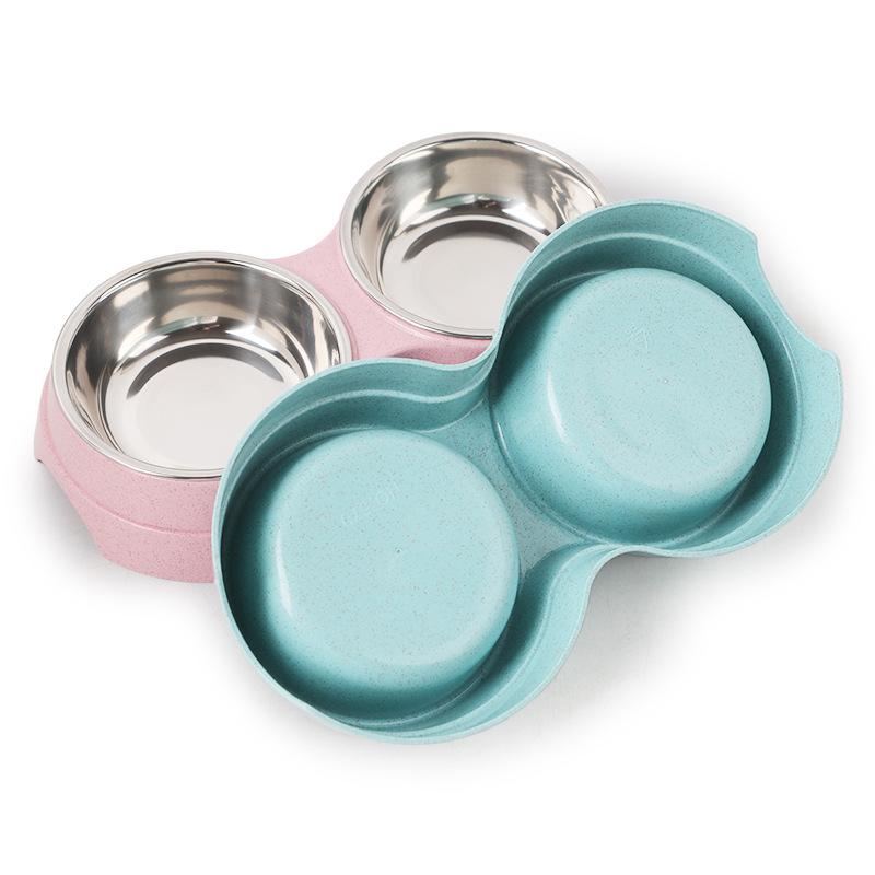 Dog Bowls Double Dog Water and Food Bowls Puppy Stainless Steel Bowls with Non-Slip Resin Station Pet Feeder Bowls for Dogs Cats