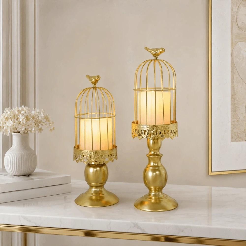 Delicate Birdcage Candle Holder Vintage Candlestick Crafts Plant Saucer Wedding