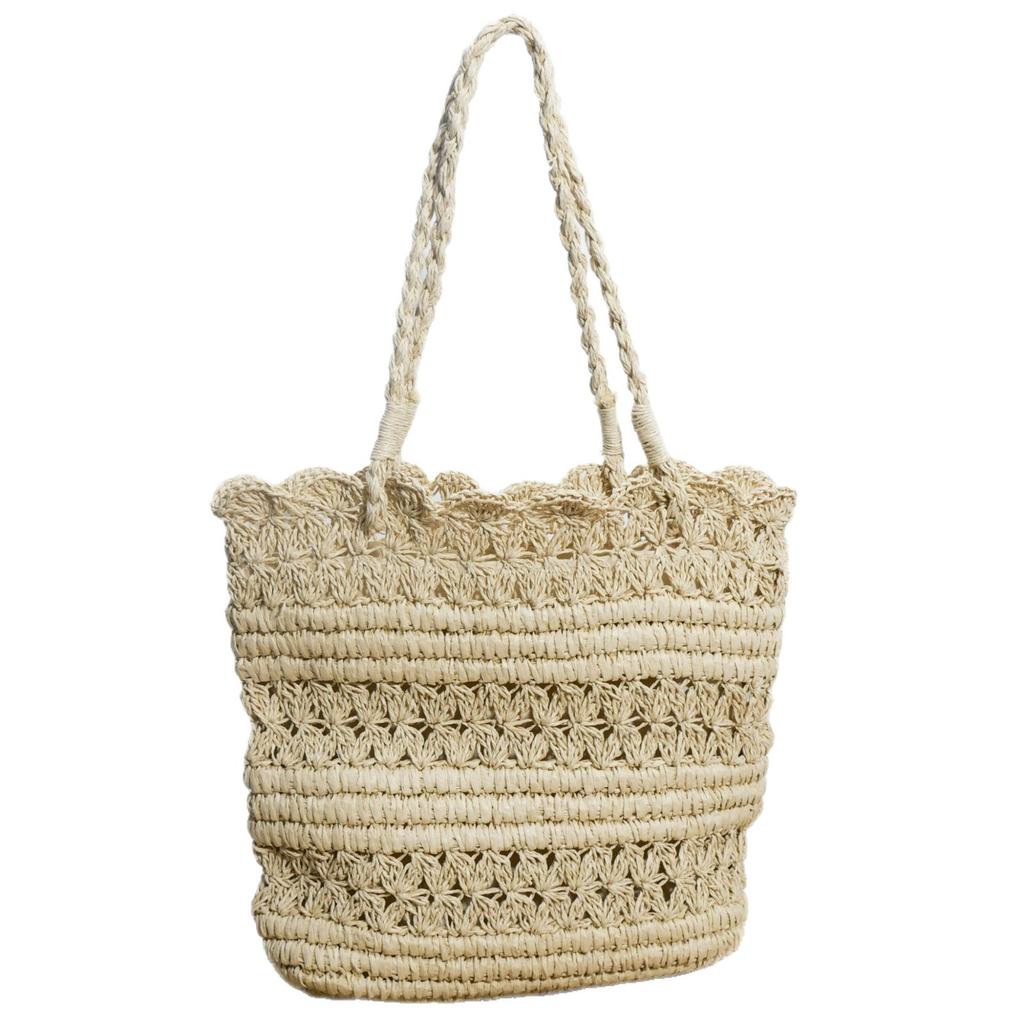 New Hollowed Out Lace Single Shoulder Hand Woven Grass Woven Bag Versatile Large Capacity Tote Bag Beach Vacation Beach Bag