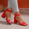 Fashion Summer Fashion Sandals Medium High Heels Outdoor New Women Sandals Elegant Wedding Shoes Bridal Plus Size Buckle Strap Sandals