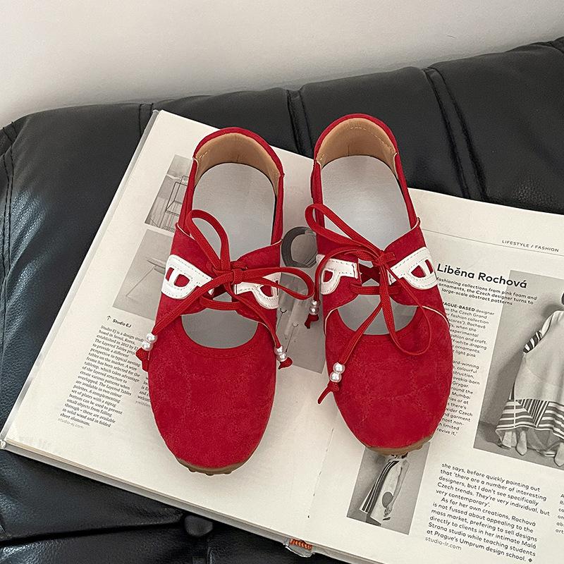 Retro Style Design Sense Casual Moral Training Shoes Lace-up Mary Jane Shoes Women's Summer Fashion Versatile Shallow Mouth Sports Shoes