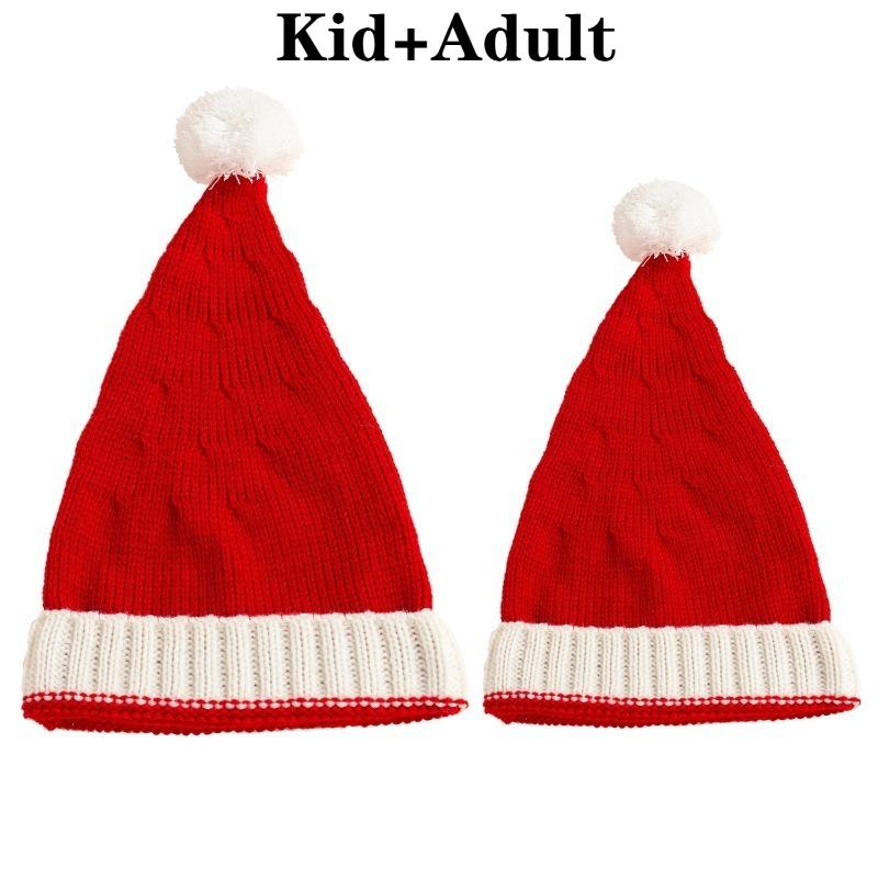 1/2PCSChristmas Party Hat Red with White Edge Soft Elastic Winter Beanie for Adults and Kids Holiday Photos and FamilyGatherings