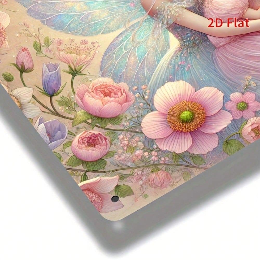 Feen Schmetterling Floral Metall Wandkunst 11,8x7,87 Zoll Lebendiges Böhmisches Dekor
