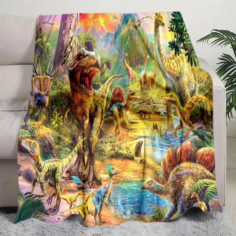 Dinosaur Adventure Blanket Perfect All Seasons Soft Comfortable Sofa Office Nap Travel Birthday Gift Christmas Present