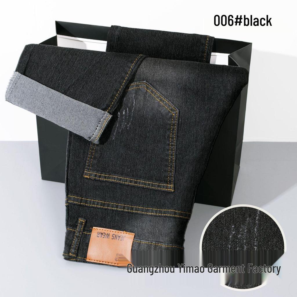 Yi Mao Herren Sommer High-Waist Elastische Jeans - Dünn, Gerade, Locker, Übergröße Freizeitkleidung für Mittelalte