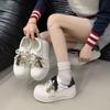 Yueyu 2025 Sweet and Cool Korean Version Versatile Leather Lightweight Soft Sole Heightening Thick Sole White Shoes Women's Board Shoes Casual Shoes