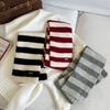 Korean Style Autumn and Winter White Two Color Striped Scarf Women's Wool Striped Cross Scarf Decoration and Warmth