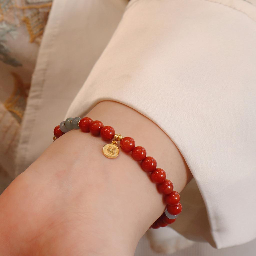 Natural Nanhong Agate Bracelet Beadedfashion Women Daily Jewelry Gift