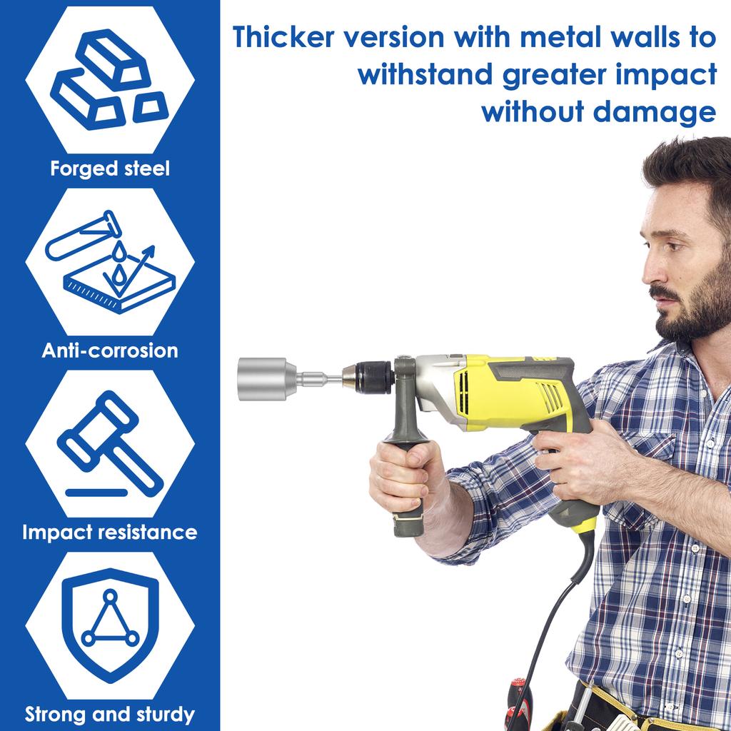 SDS-Plus Ground Rod Driver 30/45/65mm Drill Bit Driver Heavy Duty T Post Tool Forged Steel Durable Hammer