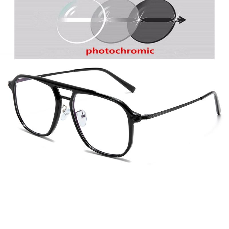 Double Beam Blue Light Blocking Nearsighted Glasses TR90 Square Prescription With Cylinder -0 5 To -6 For Women Men