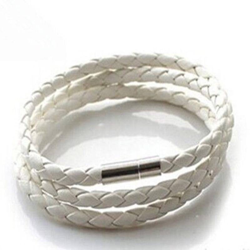 Fashion Multi-layer Wrap Braid Long Chain PU Leather Bracelet Adjustable Magnet Buckle Unisex Stackable Jewelry For Women Men
