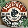 Charming Vintage Squirrel Feeding Tin Sign Home Wall Decor