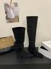 2025 Autumn and Winter New Big Tube Circumference Pointed Toe Over Knee Boots Thick Heel High Boots Medium Heel Boots Stacking Boots