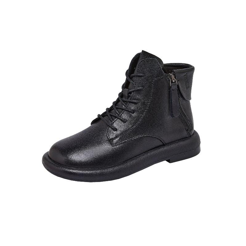 Cizme Retro, Cizme de Damă cu Fermoar Lateral, Pantofi Casual Plați