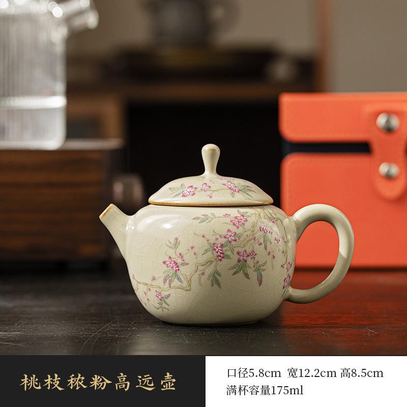 Beige Ru Kiln Xishi Teapot Teacup Kung Fu Tea Set Single Pot Home Ceramic Tea Maker Tea Pot