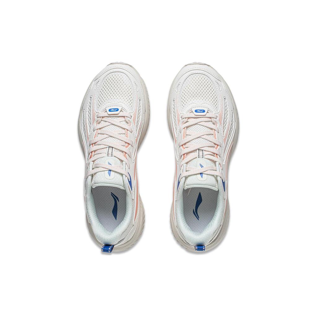 New LiNing Shock Absorbers With Slip Resistant And Abrasion Resistant Properties Low Top Running Shoes Women's White Blue ARXT022-5