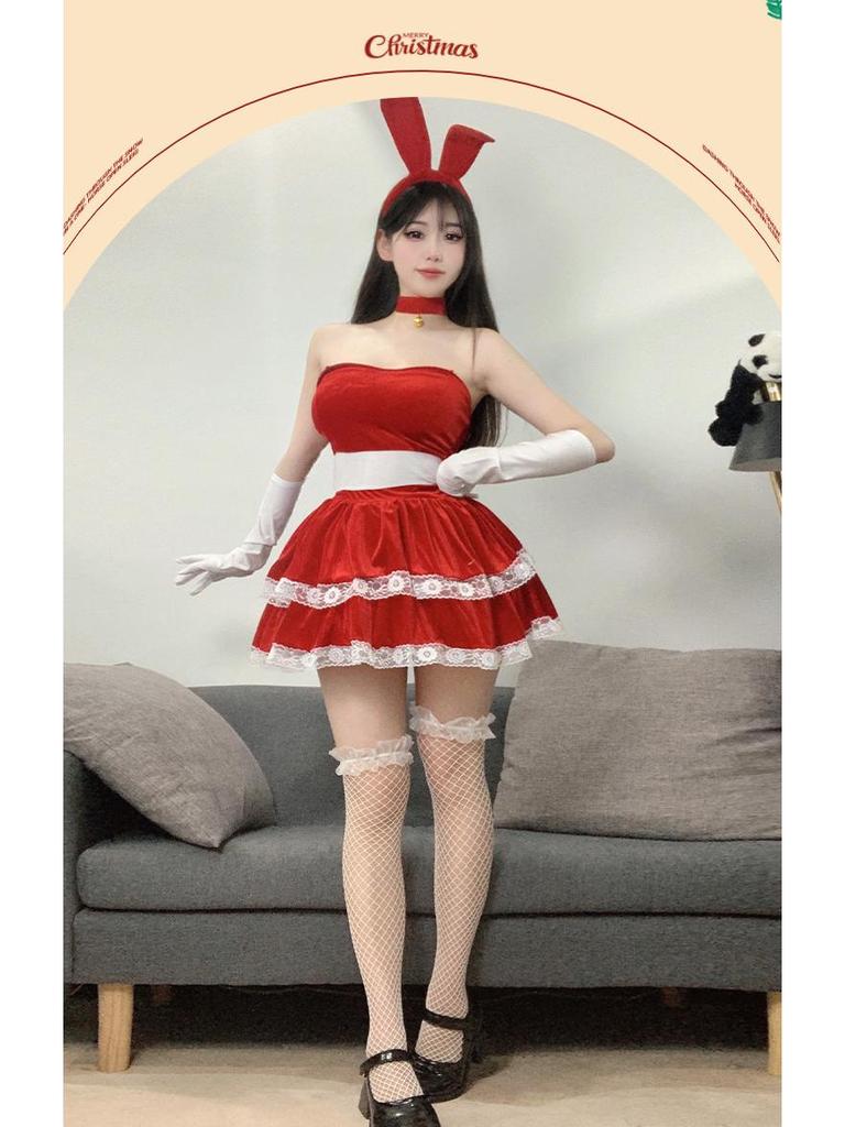 2025 Temptation Lingerie Bunny Girl Christmas Cosplay Set for Women
