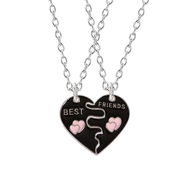Zircon Best Friend Zircon Love Couple Pendant Necklace 2 Pcs/ Set Rainbow Broken Heart BFF Good Friends Friendship Jewelry Gift