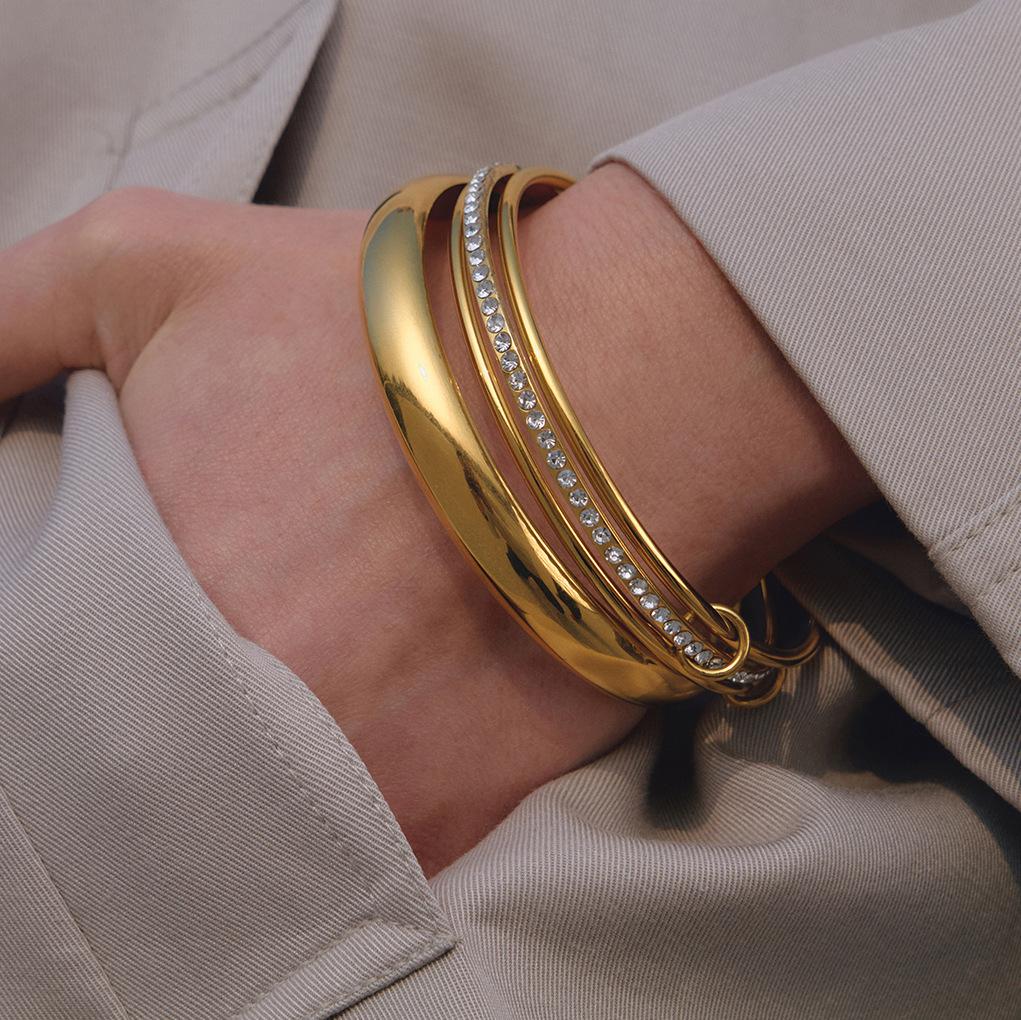 18k vacuum electroplated stainless steel plain ring gold bracelet does not fade titanium steel jewelry explosion