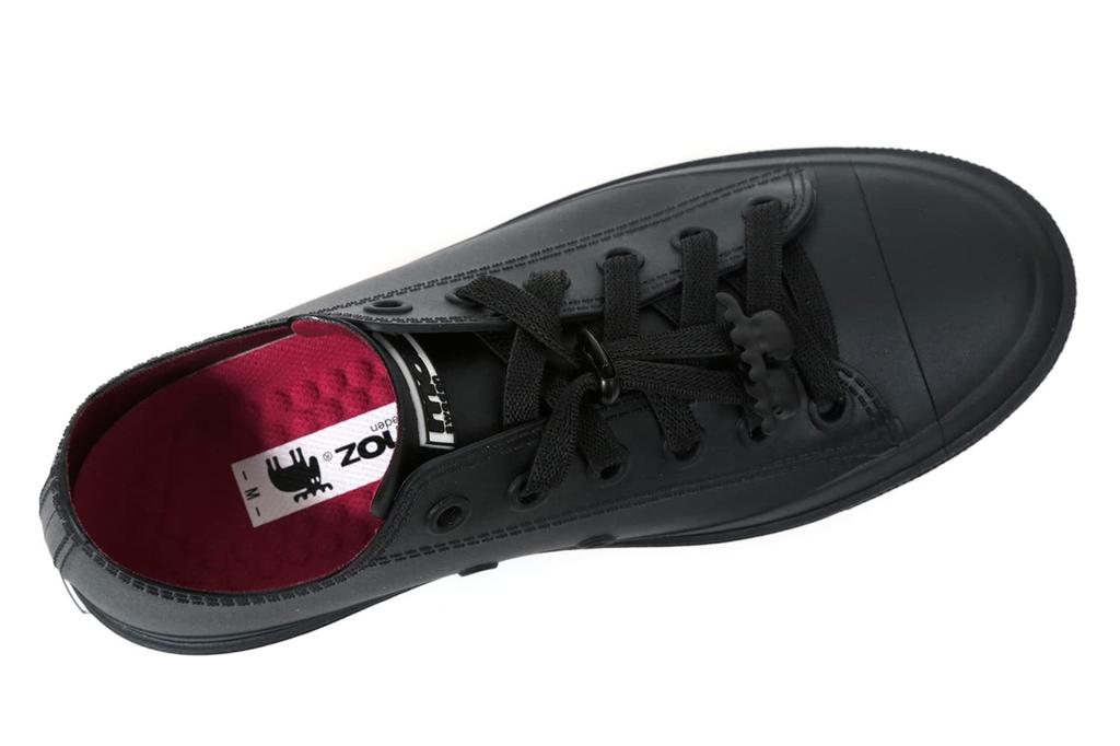 Akiriko MOZ Rain Sneakers with Elastic Moose with Original Size L Shoes, Laces, Charm, Low-Cut, Insole, Women's, Black,