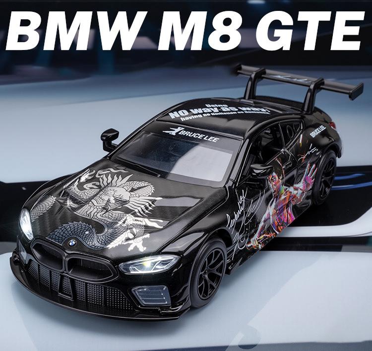 

1:32 BMW M8 GTE Alloy Sports Car Model Diecast Metal Toy Track Racing Vehicle Car Model Sound and Light Simulation Children Gift чорний