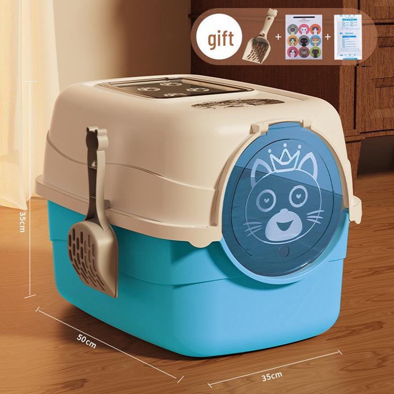 Fully Enclosed Oversized Cat Litter Box with Deodorizing Anti-Splash Design