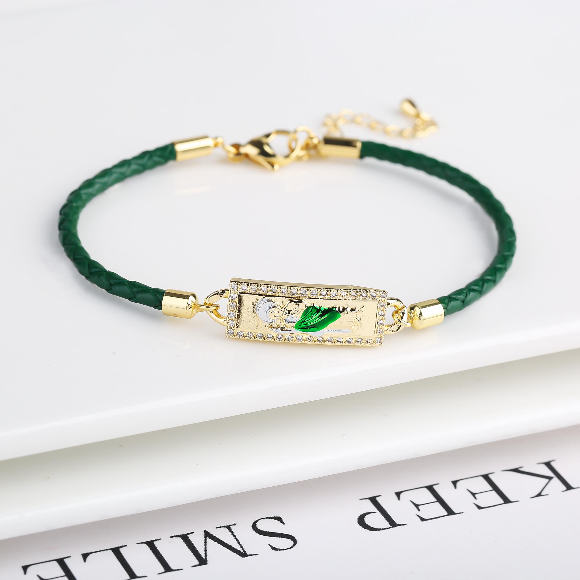 

Religious High Quality Zirconia St. Jude Leather Braided Bracelet Fashion Man Woman Adjustable Zircon for Daily Party Gift