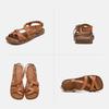Johnature Simple Genuine Leather Flat Sandals Casual Solid Color Soft Sole Comfortable Versatile Women Shoes