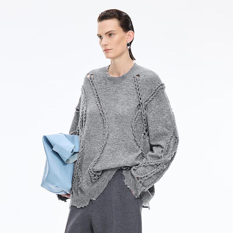 JNBY 2025 Autumn Loose Fit Wool Blend Pullover Sweater