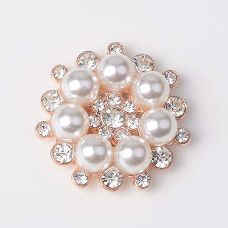 Κομψά κουμπιά Faux Flatback Εξαιρετικά διακοσμητικά Μαργαριτάρι Κρυστάλλινο λουλούδι στρας