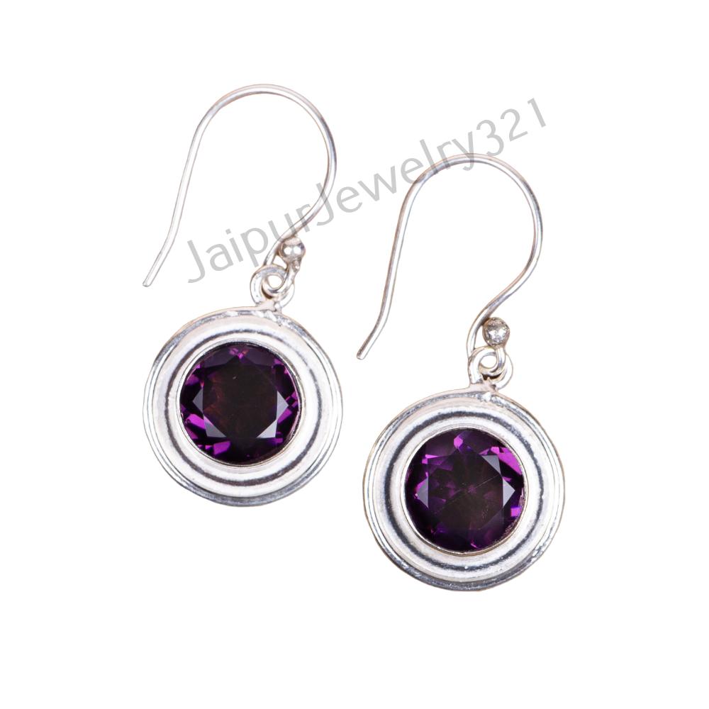 

Natural Amethyst Gemstone 925 Sterling Silver Jewelry Handcrafted Earrings 1.40 EE-4-9