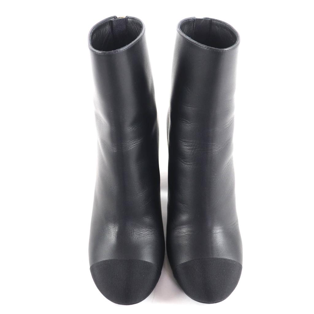 Ausgezeichnete CHANEL Stiefeletten schwarzes Leder Damen 36 22K G39529 Gebraucht