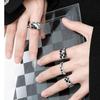 Style Ins Elegant Adjustable Silver Checkerboard Ring For Women Trendy Festival Gift