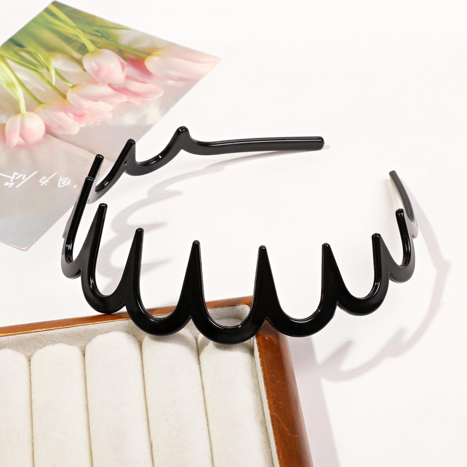 

1 шт. однотонные волнистые повязки для волос для женщин, элегантные модные зубчатые нескользящие расчески для волос, аксессуары для волос для девочек, спортивные повязки для лица