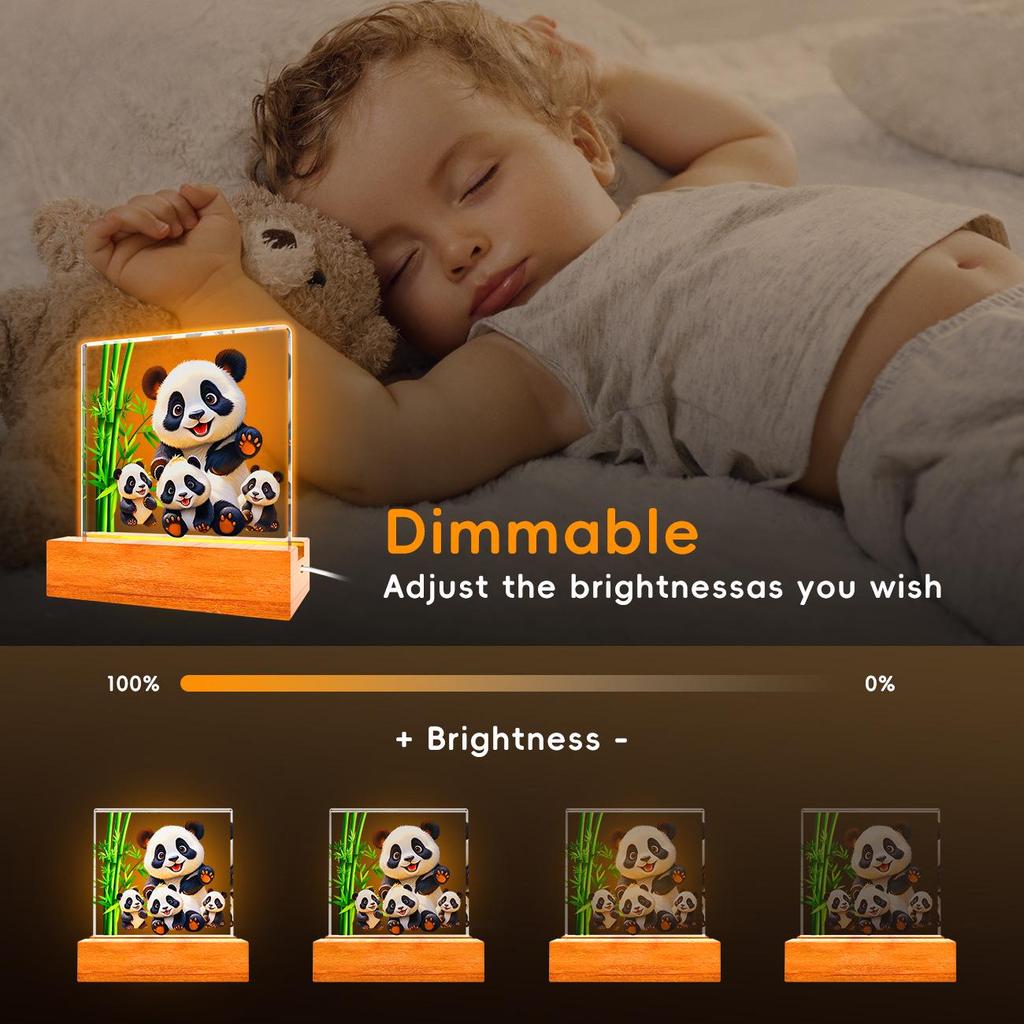 Solid Wood Base Acrylic USB Night Light - Creative Children's Gift Table Lamp