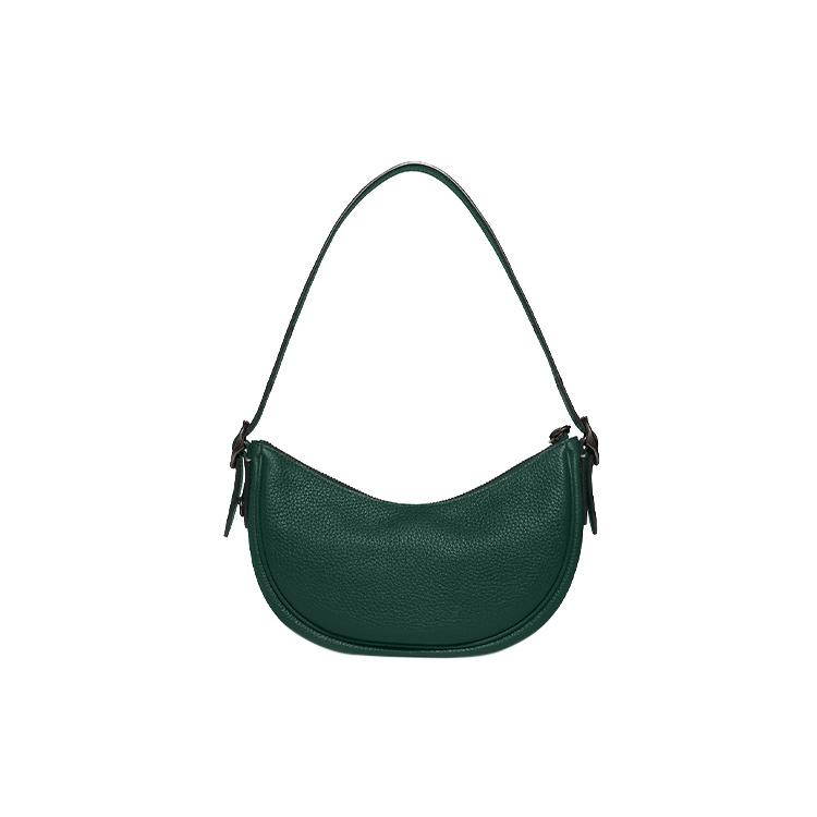 New COACH Luna Pebbled Leather Handbag, Shoulder Bag Women's Forest Green CC439-V5FOR