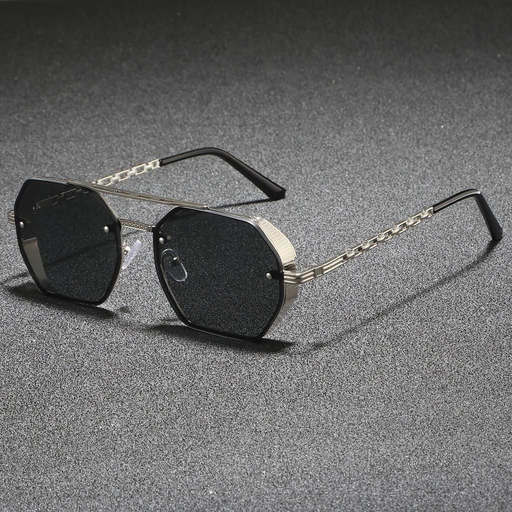 New High Quality Double Metal Chain Sunglasses Women Fashion Cool Design Brand Design Sun Glasses for Street Photography