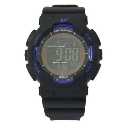 Radio Solar Digital Dash Watch Waterproof Multifunctional Backlit Inverted LCD Urethane Belt ADWW15039RCSOL1 Black [Arias] Men's