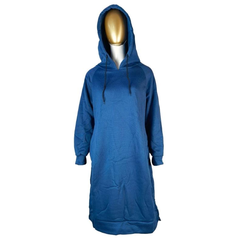 GMXIA Autumn and Winter Hooded Pocket Dress Bottom Shirt Mid-Length Sweatshirt Women's Clothing