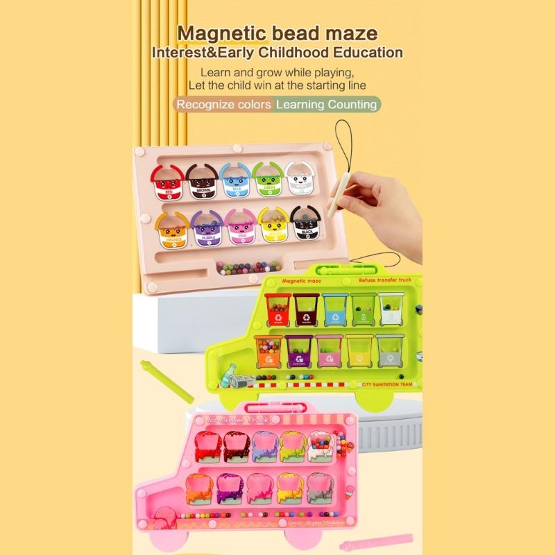 Interactive Walking Bead Toy for Preschool Magnetic Maze Puzzle Encourages Hand Eye Coordination Logical Thinking Skill