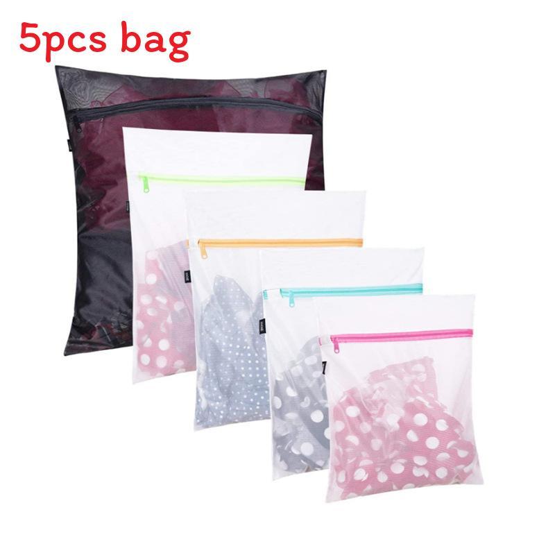 Modern Minimalist Polyester Laundry Bag Set With Colorful Zippers For Home Use