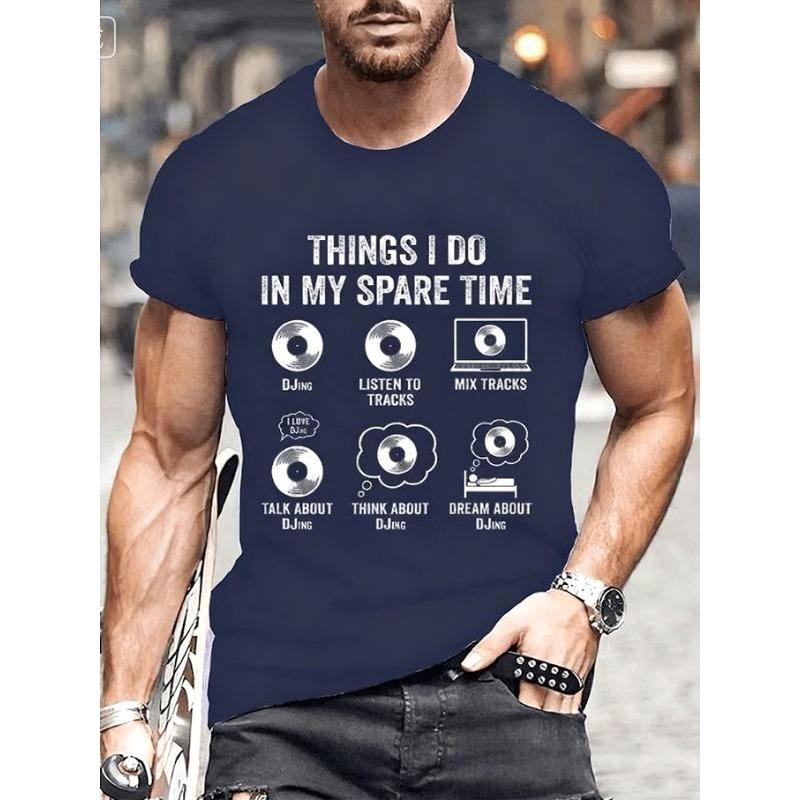 Summer Vinyl Record DJ Graphic Men's T-shirts Casual Hip Hop Streetwear Music Lover Funny Tops T-shirts