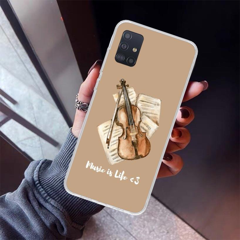 Music Violin Phone Case For Samsung Galaxy A52 A51 A50S A32 A22 A12 A02S A72 A71 A31 A70 A30S Note 20 Ultra 10 Plus S10 Galaxy A