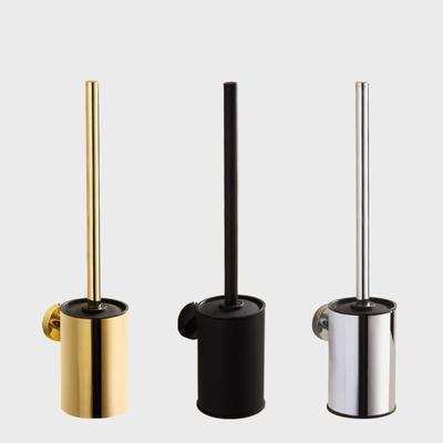 Goldfarbener Toilettenbürstenhalter mit Bürste, 304 Edelstahl, Nickel/Schwarz, Badezimmer-Toiletten-Schrubber-Reinigungsbürstenhalter-Set