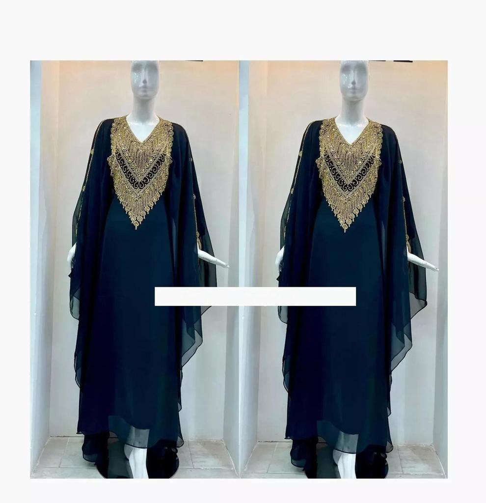 Women Moroccan Dubai Kaftans Abaya Farasha Handmade Dress Fancy Long Gown Eid