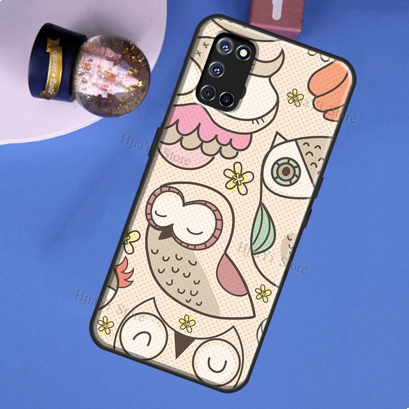 Fashion Cartoon Owl Case For OPPO A74 A94 A54 A57 S A77 A76 A96 A52 A72 A91 A93 A5 A9 A31 A53 A15 A16 A17 Cover