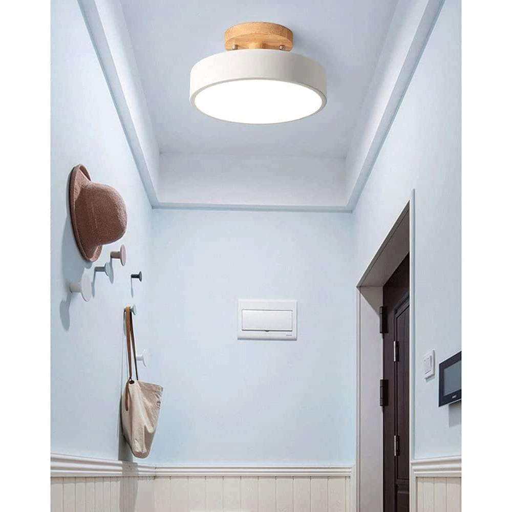 1/2/5pcs Three-Color Dimming Ceiling Light LED Flush Mount Ceiling Lamp Wrought Acrylic Lampshade Round Wood Lamp Holder Study